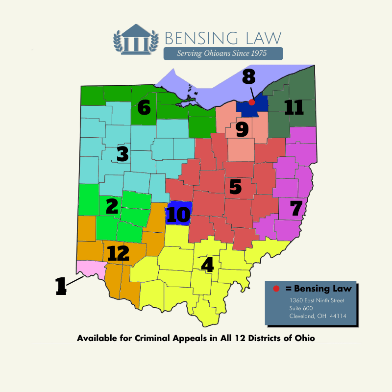 Bensing Law Contact Map 1 - Ohio Criminal Appeals Lawyer